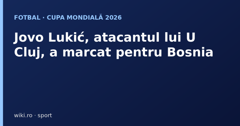Jovo Lukić, atacantul lui U Cluj, la Cupa Mondială 2026 cu Bosnia